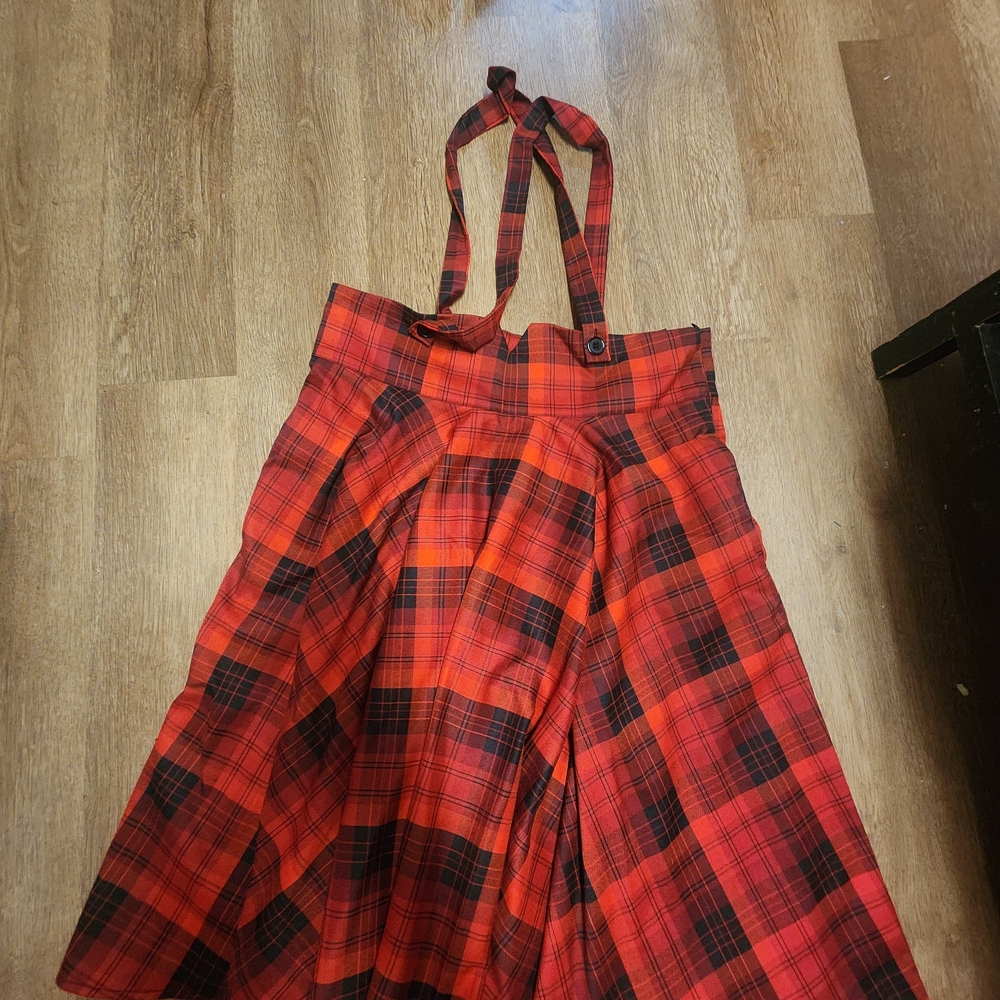 Voodoo Vixen Red and Black Plaid A-Line Skirt